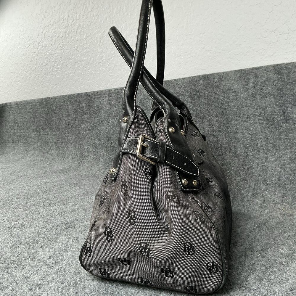Vintage Dooney & Bourke Gray/Black Tulip Satchel Logo Purse With Clip - Picture 4 of 10